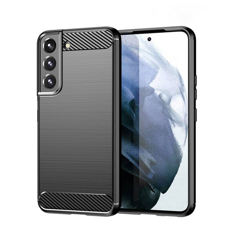 Tussendoortje Aftrekken Aanwezigheid Samsung S22 Plus Backcover Carbon Style Siliconen Case TPU Hoesje Zwart